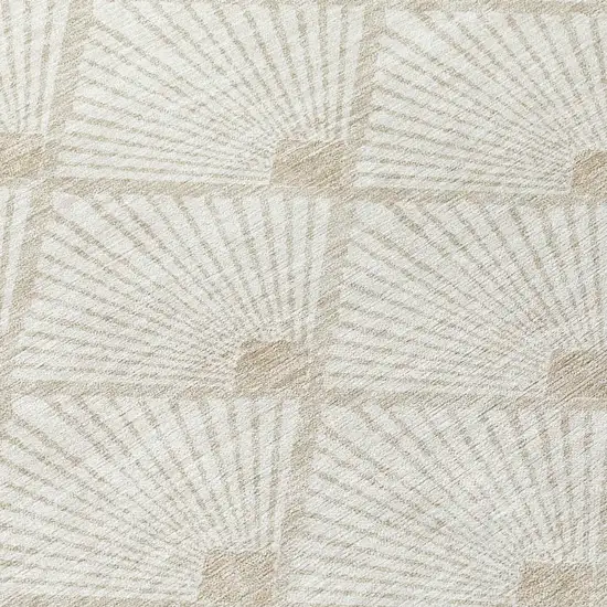 8' Ivory And Beige Round Geometric Washable Indoor Outdoor Area Rug Photo 4