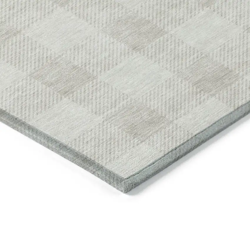 8' Ivory And Beige Round Plaid Washable Indoor Outdoor Area Rug Photo 5