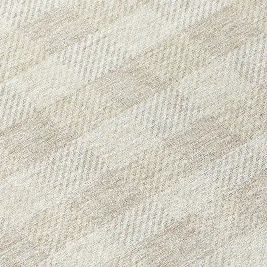 8' Ivory And Beige Round Plaid Washable Indoor Outdoor Area Rug Photo 8