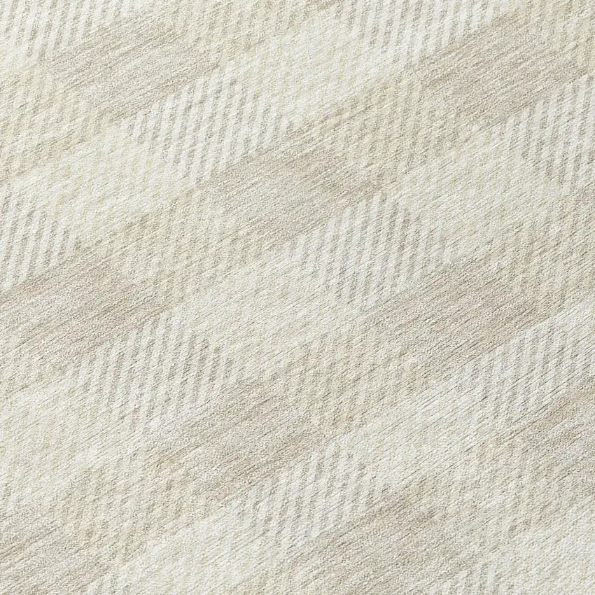 8' Ivory And Beige Round Plaid Washable Indoor Outdoor Area Rug Photo 8