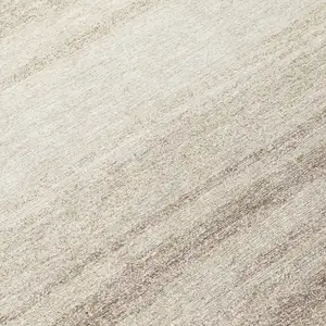 Photo of 8' Ivory And Beige Round Striped Washable Indoor Outdoor Area Rug