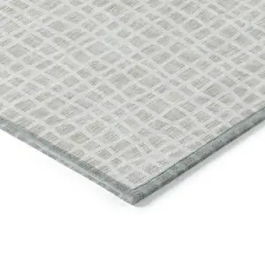 Photo of 8' Ivory And Beige Round Striped Washable Indoor Outdoor Area Rug