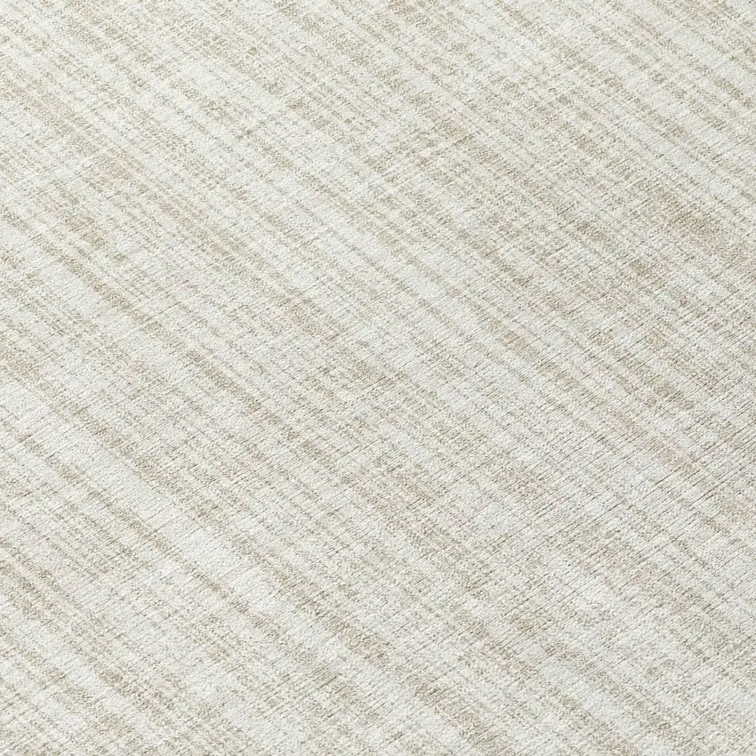 8' Ivory And Beige Round Striped Washable Indoor Outdoor Area Rug Photo 8