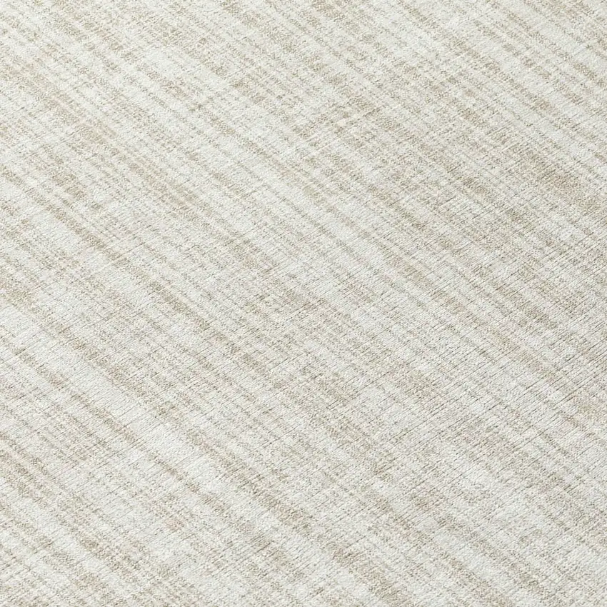 8' Ivory And Beige Round Striped Washable Indoor Outdoor Area Rug Photo 8