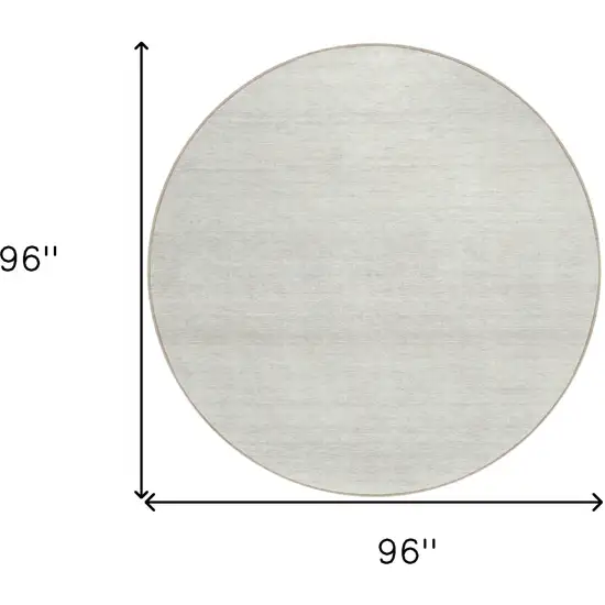 8' Ivory And Beige Round Striped Washable Indoor Outdoor Area Rug Photo 3