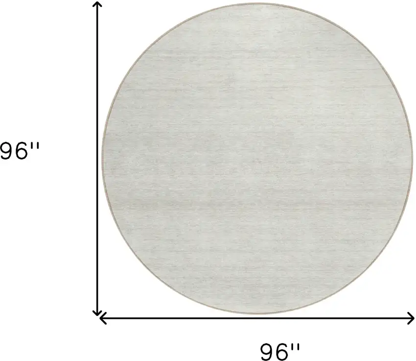 8' Ivory And Beige Round Striped Washable Indoor Outdoor Area Rug Photo 3