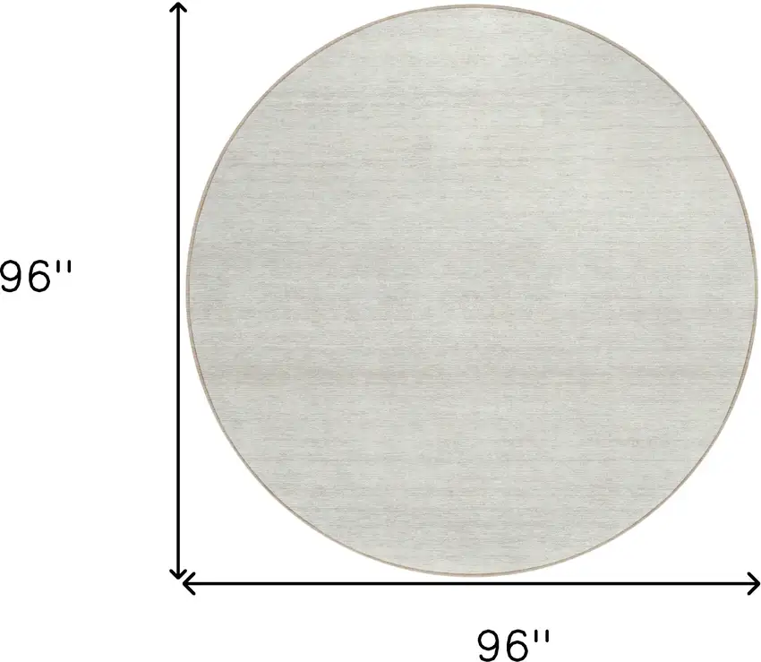 8' Ivory And Beige Round Striped Washable Indoor Outdoor Area Rug Photo 3