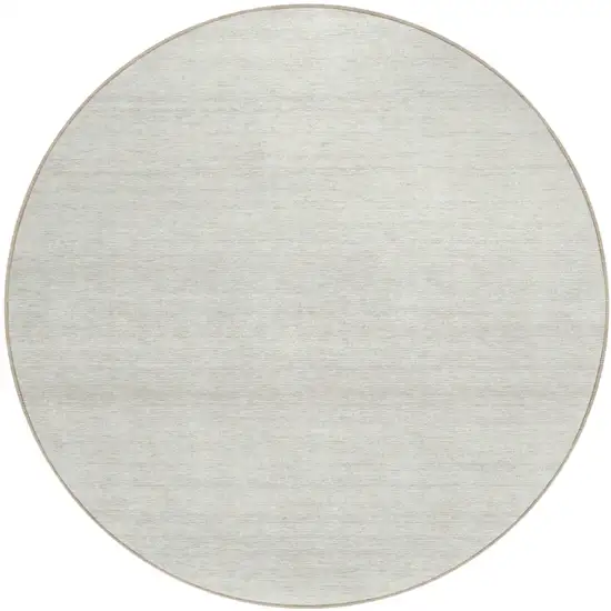 8' Ivory And Beige Round Striped Washable Indoor Outdoor Area Rug Photo 2