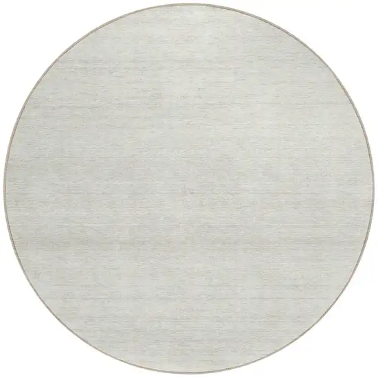 8' Ivory And Beige Round Striped Washable Indoor Outdoor Area Rug Photo 5