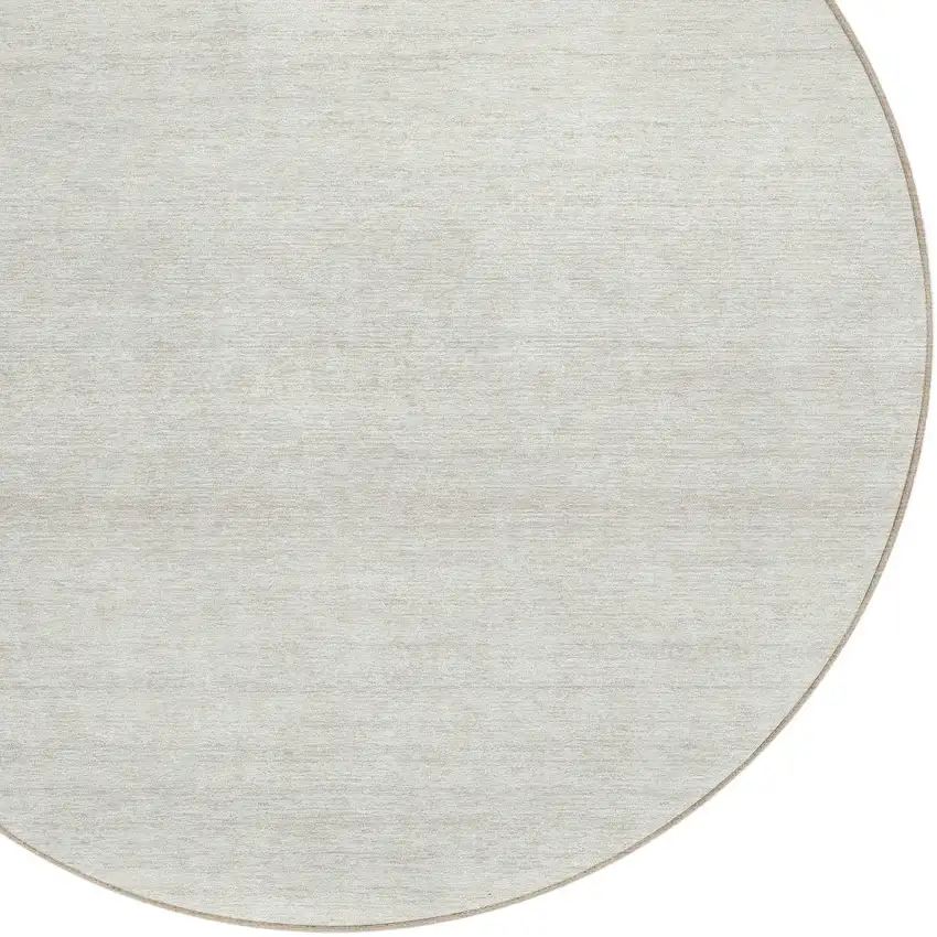 8' Ivory And Beige Round Striped Washable Indoor Outdoor Area Rug Photo 4