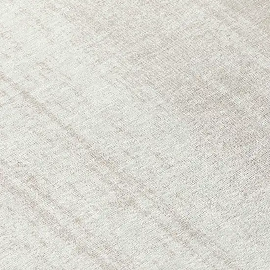 8' Ivory And Beige Round Striped Washable Indoor Outdoor Area Rug Photo 8