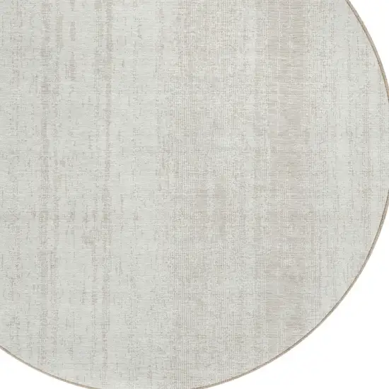8' Ivory And Beige Round Striped Washable Indoor Outdoor Area Rug Photo 6