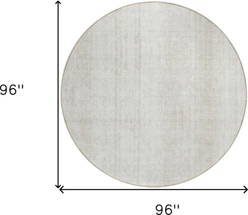 8' Ivory And Beige Round Striped Washable Indoor Outdoor Area Rug Photo 3