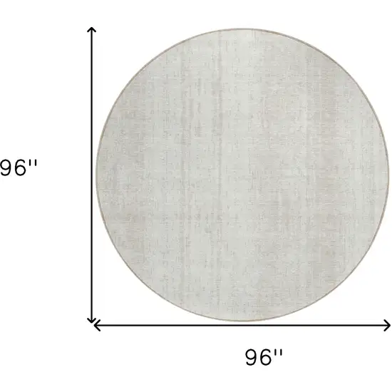 8' Ivory And Beige Round Striped Washable Indoor Outdoor Area Rug Photo 3