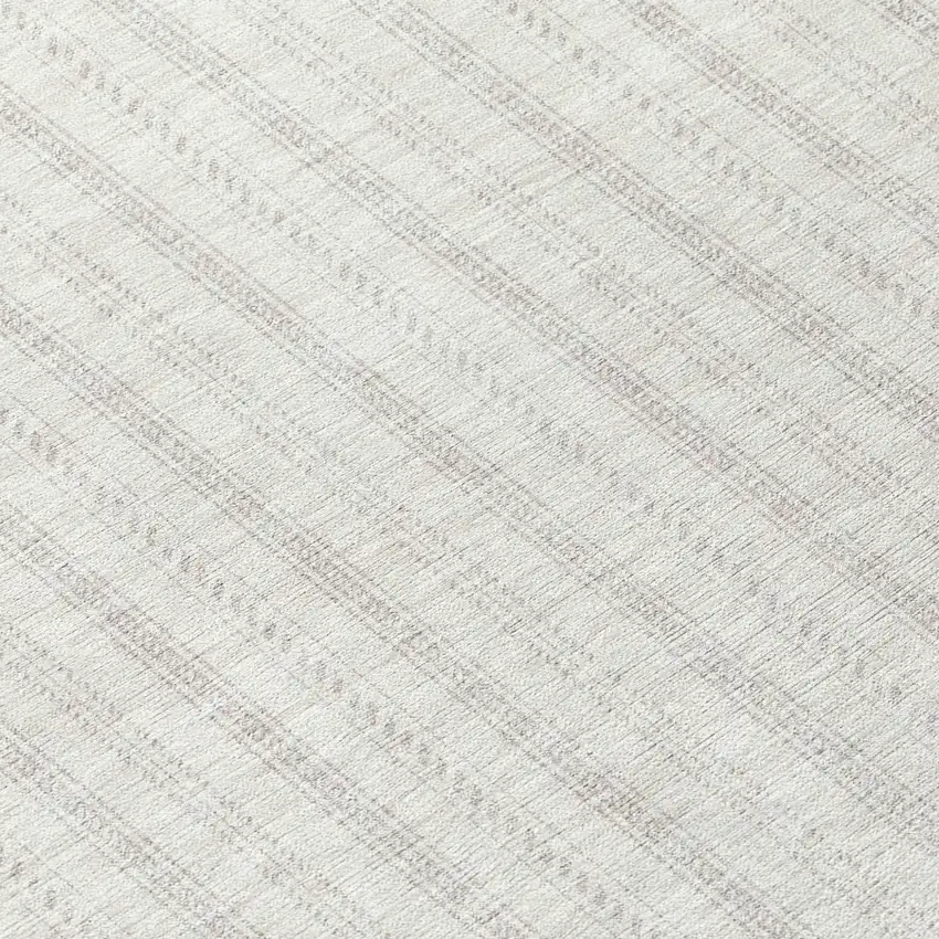 8' Ivory And Beige Round Striped Washable Indoor Outdoor Area Rug Photo 7