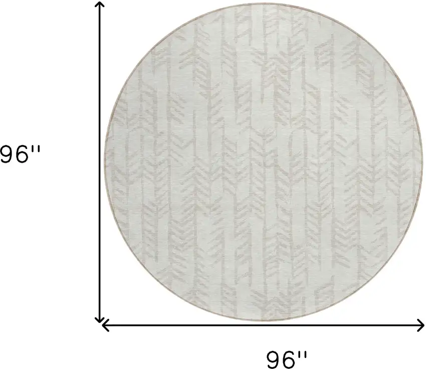 8' Ivory And Beige Round Tribal Washable Indoor Outdoor Area Rug Photo 3