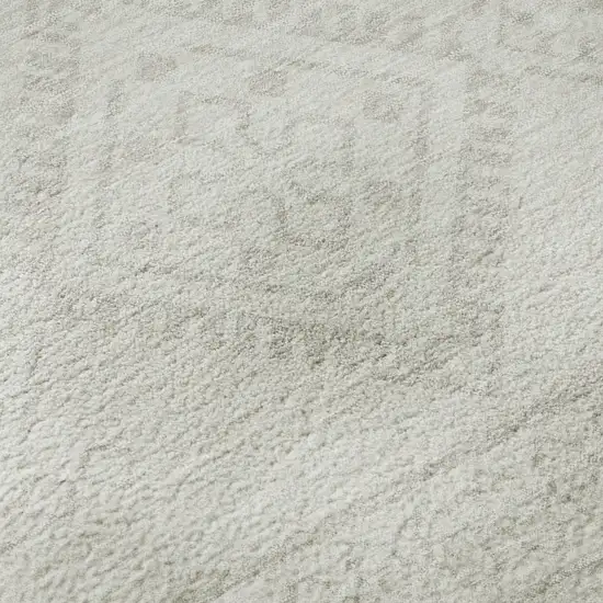 8' Ivory And Beige Southwestern Washable Round Rug With UV Protection Photo 9