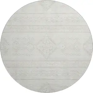 Photo of 8' Ivory And Beige Southwestern Washable Round Rug With UV Protection