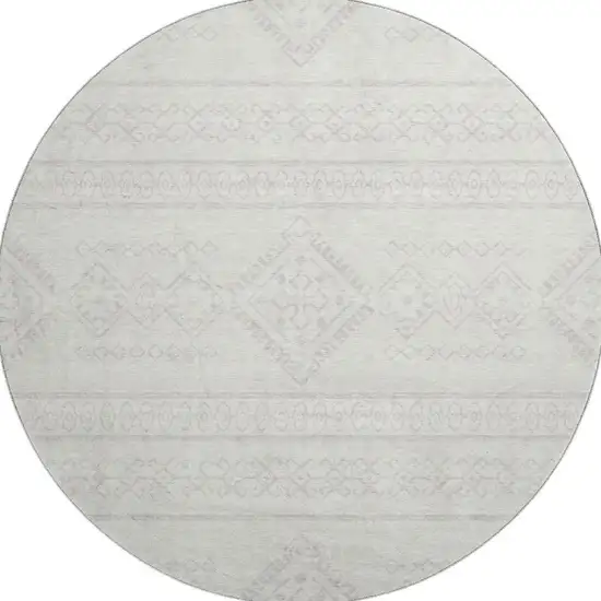 8' Ivory And Beige Southwestern Washable Round Rug With UV Protection Photo 4