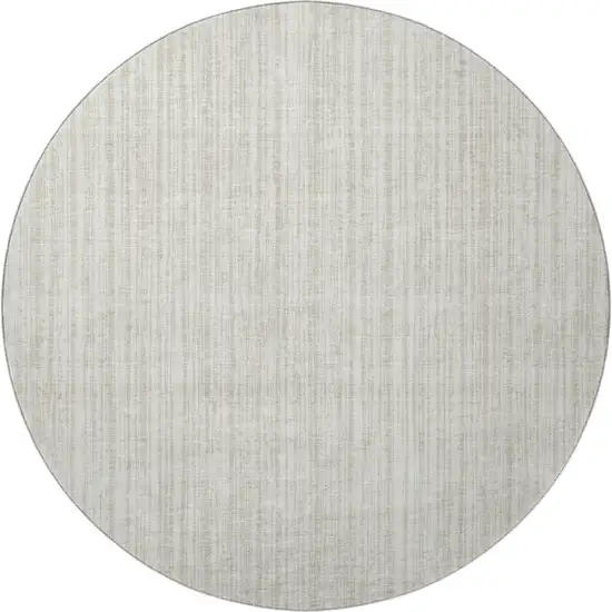 8' Ivory And Beige Striped Washable Round Rug With UV Protection Photo 3