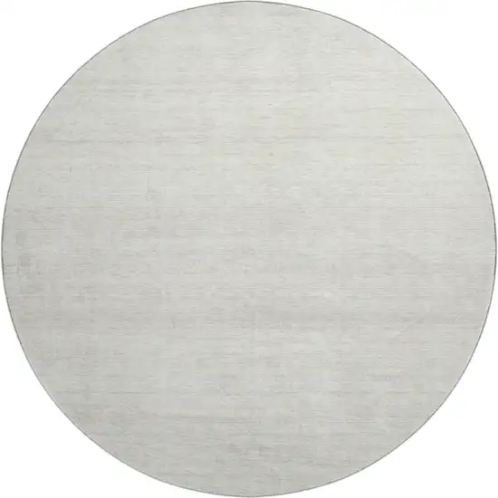 8' Ivory And Beige Striped Washable Round Rug With UV Protection Photo 1