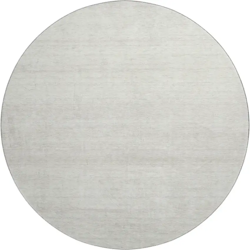 8' Ivory And Beige Striped Washable Round Rug With UV Protection Photo 1