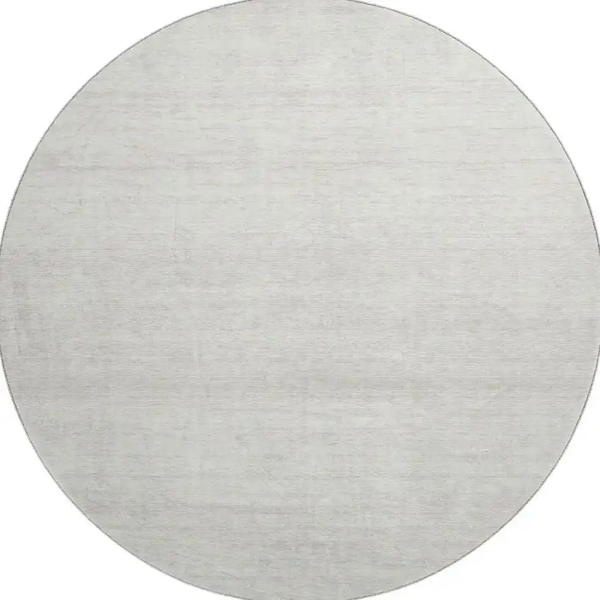 8' Ivory And Beige Striped Washable Round Rug With UV Protection Photo 4