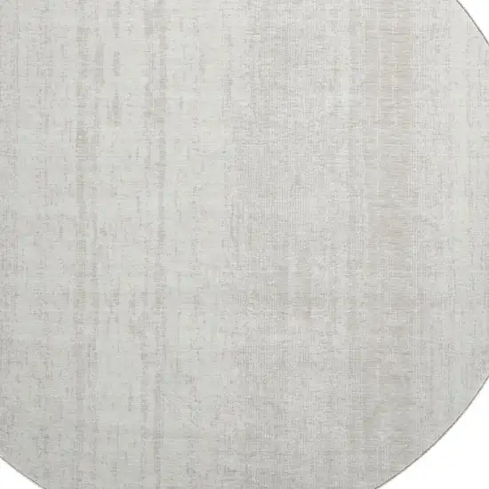 8' Ivory And Beige Striped Washable Round Rug With UV Protection Photo 3