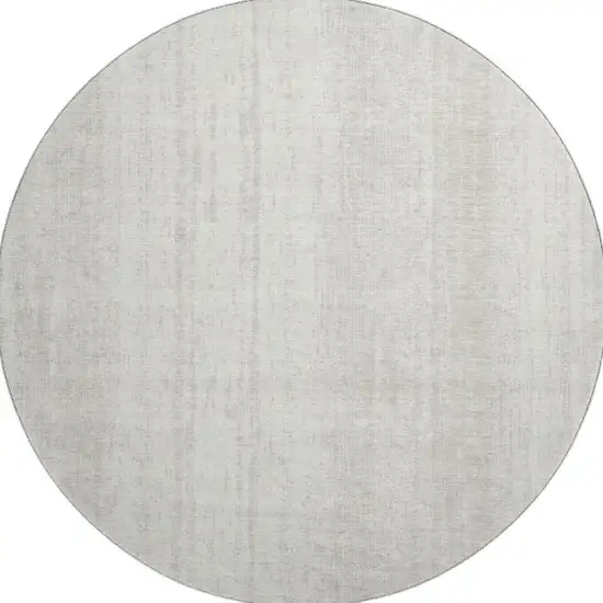 8' Ivory And Beige Striped Washable Round Rug With UV Protection Photo 4