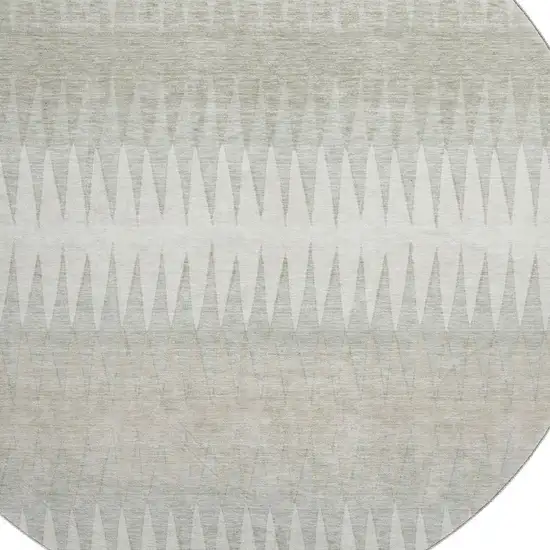 8' Ivory And Beige Striped Washable Round Rug With UV Protection Photo 3