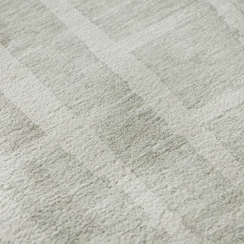 8' Ivory And Beige Striped Washable Round Rug With UV Protection Photo 9