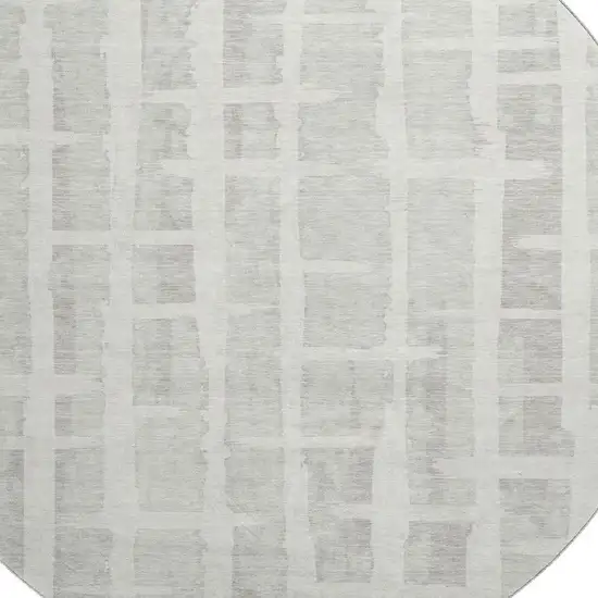 8' Ivory And Beige Striped Washable Round Rug With UV Protection Photo 3