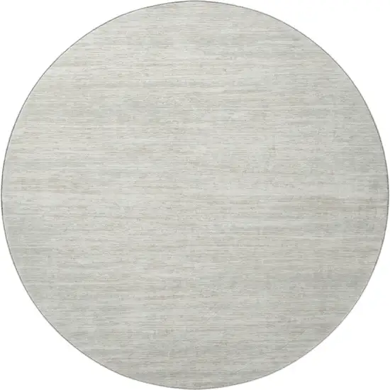 8' Ivory And Beige Striped Washable Round Rug With UV Protection Photo 3