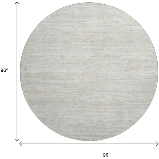 8' Ivory And Beige Striped Washable Round Rug With UV Protection Photo 9