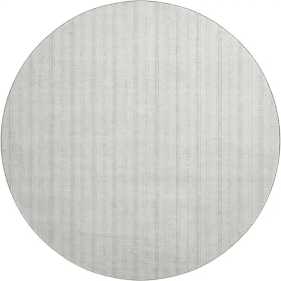 8' Ivory And Beige Striped Washable Round Rug With UV Protection Photo 1