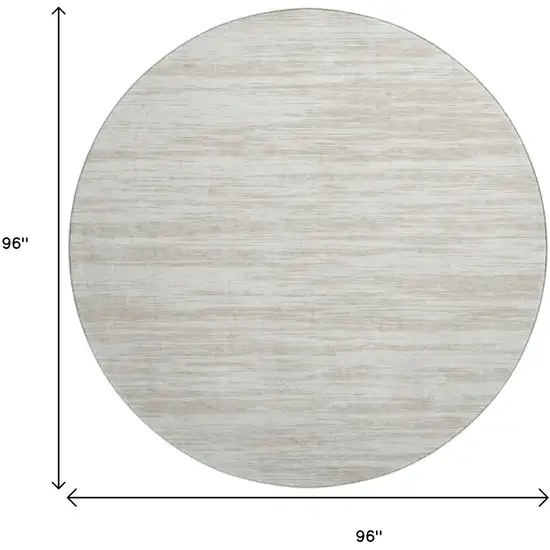 8' Ivory And Beige Striped Washable Round Rug With UV Protection Photo 8