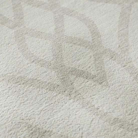 8' Ivory And Beige Trellis Washable Round Rug With UV Protection Photo 9