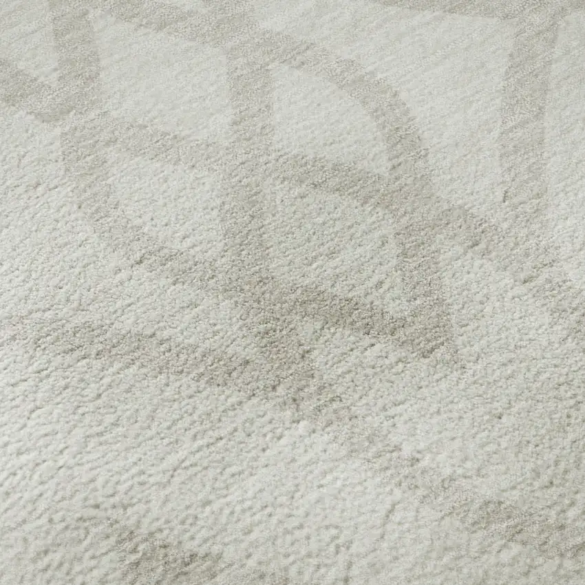 8' Ivory And Beige Trellis Washable Round Rug With UV Protection Photo 9