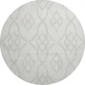 Photo of 8' Ivory And Beige Trellis Washable Round Rug With UV Protection