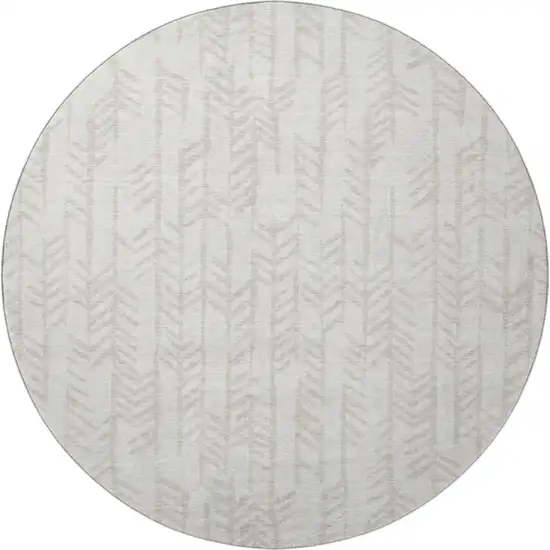 8' Ivory And Beige Tribal Washable Round Rug With UV Protection Photo 4