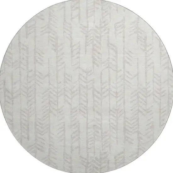 8' Ivory And Beige Tribal Washable Round Rug With UV Protection Photo 3