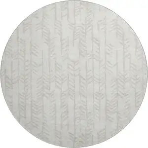 Photo of 8' Ivory And Beige Tribal Washable Round Rug With UV Protection