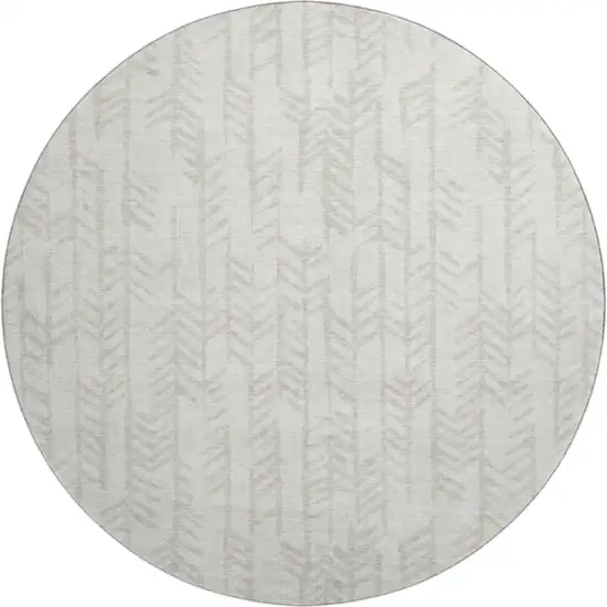 8' Ivory And Beige Tribal Washable Round Rug With UV Protection Photo 1
