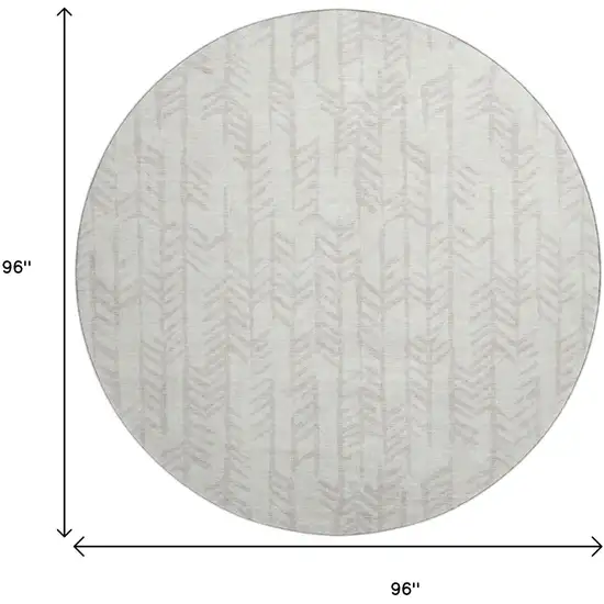 8' Ivory And Beige Tribal Washable Round Rug With UV Protection Photo 3