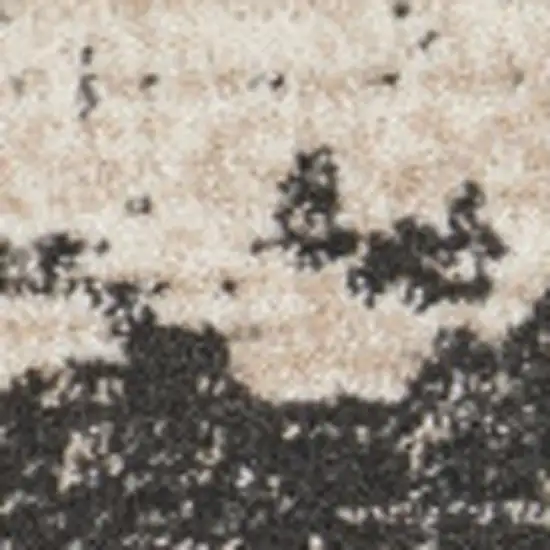 5' Ivory And Black Abstract Non Skid Round Rug Photo 3