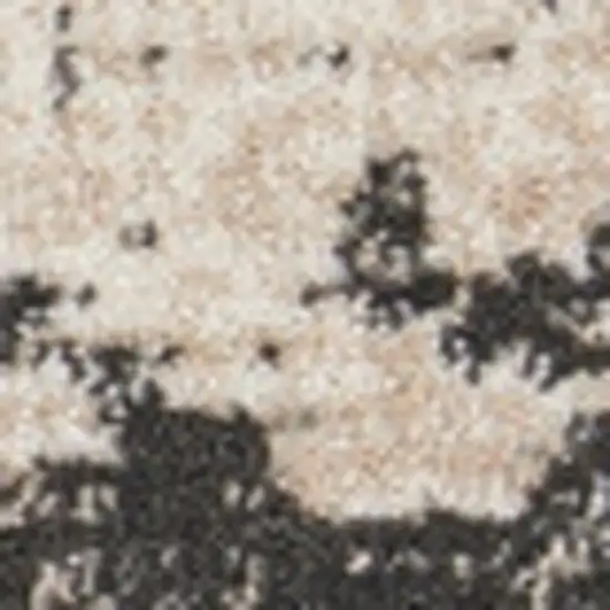 5' Ivory And Black Abstract Non Skid Round Rug Photo 7