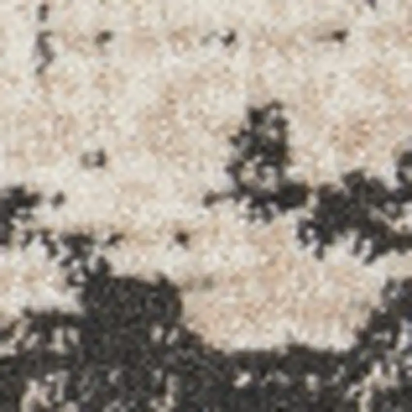 5' Ivory And Black Abstract Non Skid Round Rug Photo 7