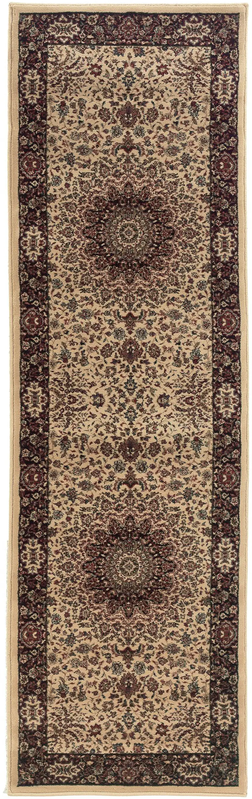 8' Ivory And Black Oriental Runner Rug Photo 4