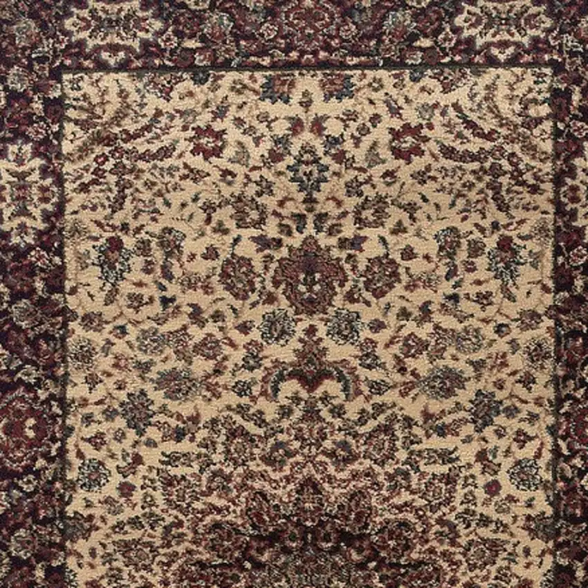 8' Ivory And Black Oriental Runner Rug Photo 5