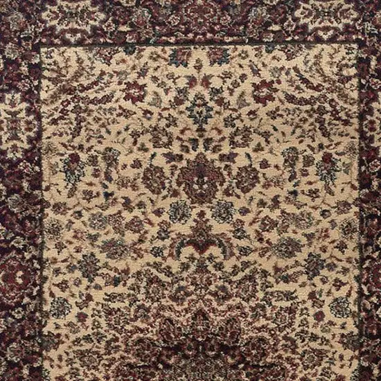 8' Ivory And Black Oriental Runner Rug Photo 5